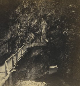 Switzerland Gorge du Trient Old Stereoview Photo Tairraz Freres 1870