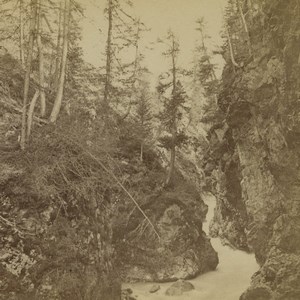 Switzerland Gorges of Bernina Pontresina Old Stereoview Photo 1880