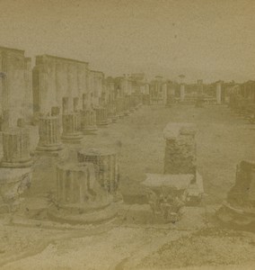 Italy Pompeii Basilica Ruins Old Stereoview Photo 1880