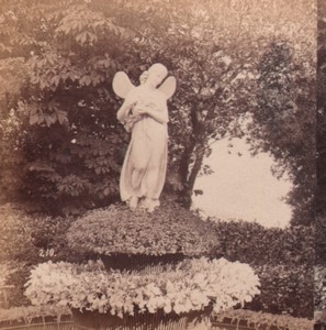 Italy Genoa Villa Pallavicini Statue Old Stereo Photo Noack 1880