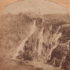 Italy Tivoli Waterfalls Old Stereo Photo 1860