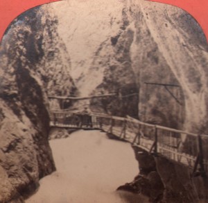 Switzerland Alps Trient Gorges Old Stereo Photo 1880