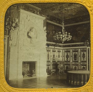 France Fontainebleau castle Room of the Guards Old Block Stereoview Tissue 1865