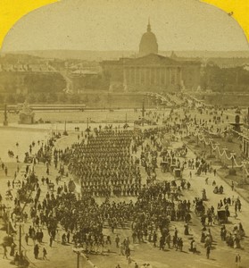 France Paris Place de la Concorde Garde Imperiale Parade Old Stereo photo 1859