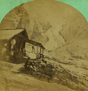 Switzerland Alps Rosenlaui Glacier Old Stereo photo 1865