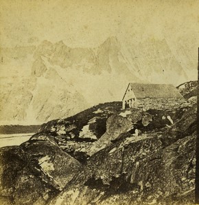 Switzerland Alps Aare Mountain Refuge Old Stereo photo  Laare refuge 1865