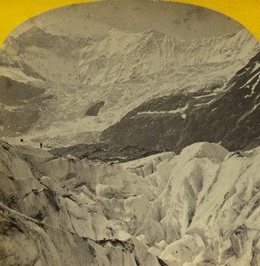 Switzerland Alps Grindelwald Mer de Glace Old Stereo photo Gabler 1870 #1