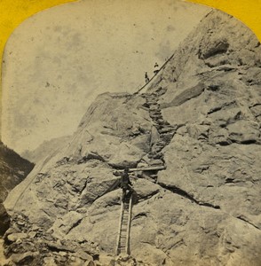 Switzerland Alps Grindelwald Mer de Glace Old Stereo photo Gabler 1870 #2
