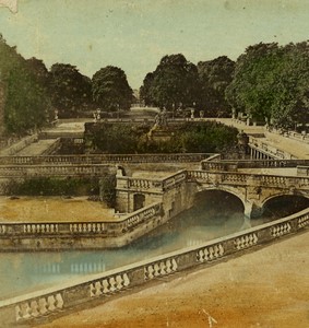 France Nîmes Garden of the Fountain Old Stereo photo 1860