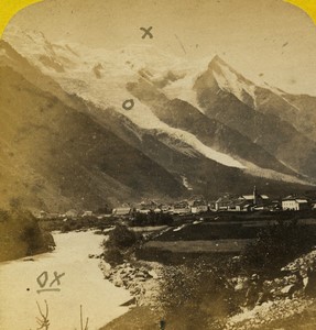 France Chamonix Mont Blanc Glacier Alps Old Stereo photo Tairraz 1870