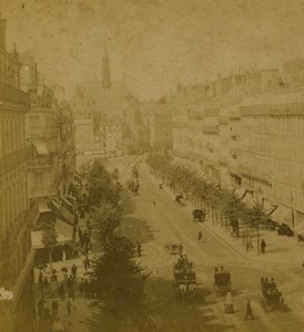 France Paris Boulevard Saint Michel Old Photo Stereoview 1860's