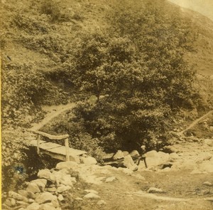 United Kingdom Wales Aber rustic bridge & pool Old Photo Stereo 1870