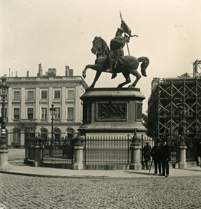 Belgium Brussels Godfrey of Bouillon Statue Old NPG Stereoview Photo 1900