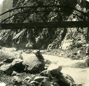 Caucasus Mountain Georgia Darial Devil Bridge Old Photo Stereoview NPG 1906