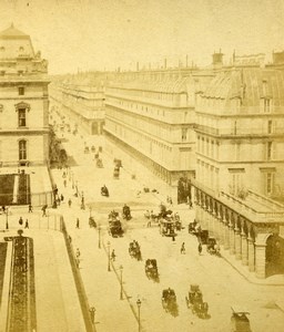 France Paris Busy Rue de Rivoli Old Photo Stereoview 1870