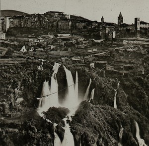 Italy Tivoli Falls Old stereoview glass positive Ferrier & Soulier Photo 1855