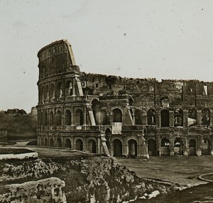 Italy Roma Rome Colosseum old stereoview glass positive Ferrier & Soulier 1855