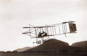 Cannes Port Aviation Josef Christiaens in Farman biplane old Branger Photo 1910